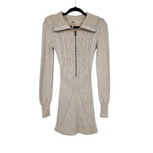 Free People Long Sleeve Mont Blanc Mini Cable Knit Sweater Dress Size XS